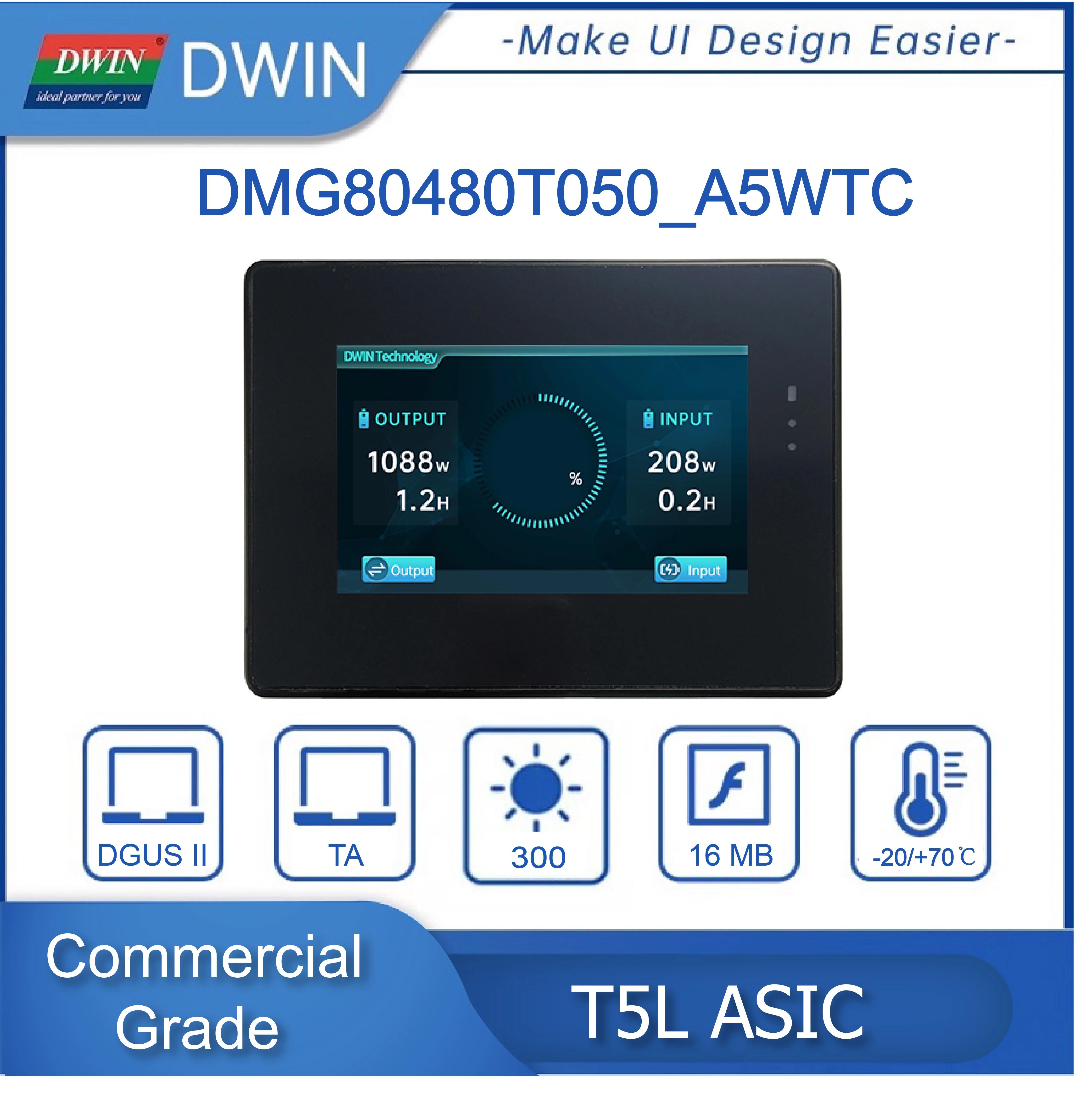 DWIN LCD ÷  ġ ũ г, RS232, RS485 ̽, Modbus 800x480, IP65  , PLC, 5 ġ